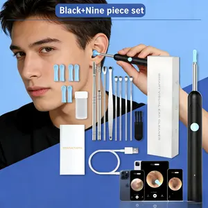 Ear Wax Removal, Ear Cleaning kit with 1296P Camera, Ear Camera, Earwax Remover Tool for iPhone, iPad & Android, Ear Cleaner Earwax Removal Kit Black removal tool set was toolkit earpick wax removal tool wireless clean battery dual power rechargeable usb