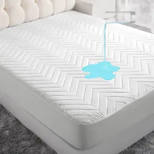 Bedsum 100%  Waterproof Mattress Protector,Waterproof Fitted Sheet, Quilted Fitted Mattress Cover, Machine Washable - Soft and Breathable Mattress Pad Cover, Ideal for Home Use,Gift