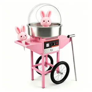 Cotton Candy Machine with Cart, Commercial & Home‑Use Candy Floss Maker for Kids, Comes with Sugar Scoop, Easy and Safe to Operate, Makes Fluffy Delicious Cotton Candy in Minutes; Perfect for Birthdays, Family Use, Party Gatherings and Christmas Gifts