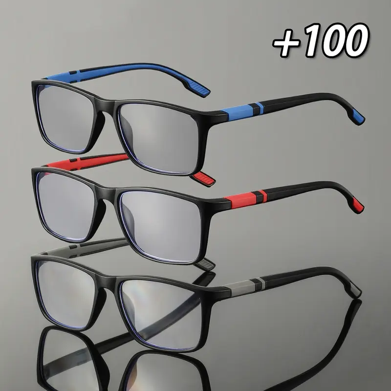 Men's Square Frame Reading Glasses Set, Must Have Glasses, High-Quality Fashionable Design, Perfect for Business Commute & Daily Wear, Lightweight Durable Glasses, High Quality Eyewear, Reading Eyeglasses