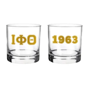 BBGreek Iota Phi Theta - Set of 2 Drinking Glasses- Letters - 1963 - Official Vendor
