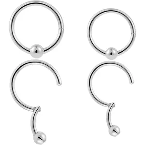 16G Implant Grade Steel Hinged Clicker Captive Bead Septum Lip Rings Ball Closure