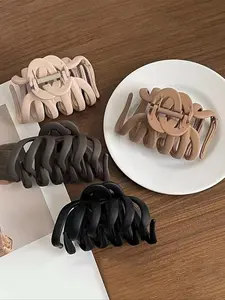 4pcs Elegant Matte Pumpkin Hair Clips, Hair Claw, Simple Style Pure Color, Versatile Back of Head Hair Accessories for Daily and Casual Parties