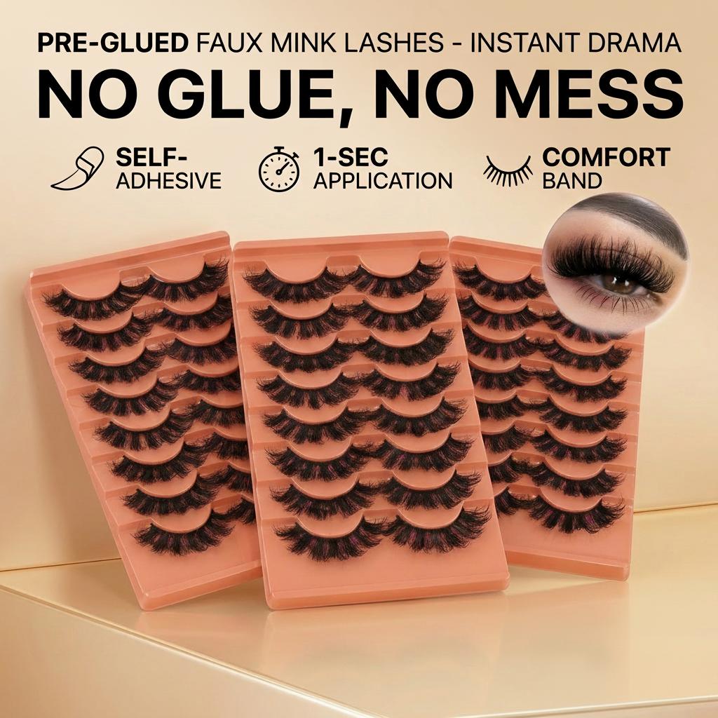 21 Pairs Of Self-adhesive False Eyelashes, 10-12 Mm J-roll Cat Eye Eyelashes, Lightweight And Slender Ends, Single Pair Of Strip-shaped Eyelashes, Enhance Eye Effect