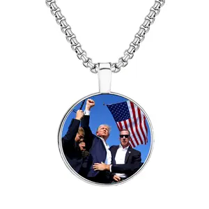 OIDEA Trump 2024 Pendant Necklace Donald Trump Patriotic American Inspirational Jewelry for Men Women Teens Supporters Gift