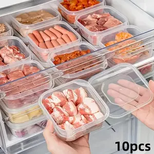 Food Storage Container, 10pcs/set Refrigerator Meat Freezer Food Storage Container with Lid, Fruit & Vegetable Container, Kitchen Utensils