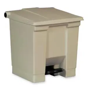 212 MAIN Beige 12gal Plastic Step-On Trash Container - Pedal Open, Odor Lock, Leakproof Base, Overlapping Lid, Rounded Corners, Fire Safety, Strong & Durable, 16.25in x 15.75in x 17.13in, Baby Room Baby Furniture Complement