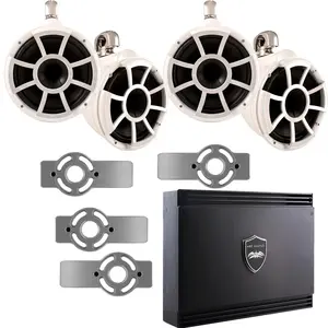 Wet Sounds for Mastercraft 2007 & Up - Two Pairs Of REV10 10" White Swivel Tower Speakers with Adapters & SD2 Amplifier