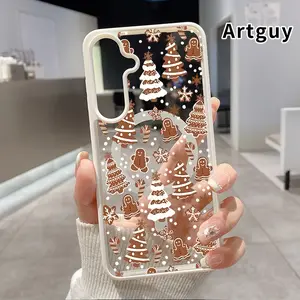 Gingerbread Christmas Dream Pattern Magnetic Phone Case Compatible with Samsung Galaxy S23 Ultra S24 Plus FE S25 S22+ Non-Yellowing Clear Crystal Drop-proof Slim Silicone Shockproof Transparent Acrylic Cover Supports Wireless Charging