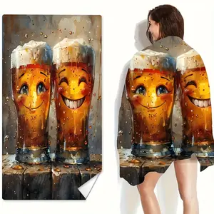 1PCS Oktoberfest Pattern Beach Towel, suitable for seaside beaches, swimming pools, bathrooms, camping trips, yoga, and fitness multi-purpose beach towel