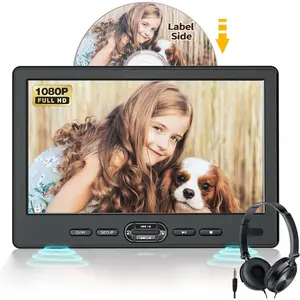 10.5"  DVD Player with Headrest Mount, Portable DVD Player for  with Headphone, Suction-Type Disc in,Support 1080P Video,HDMI Input,USB/SD Card Reader,AV in/Out,Last Memory&Region Free