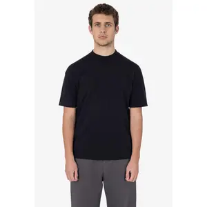 2017MN - 6.0oz Mock Crew Neck Heavy Combed Cotton T-Shirt