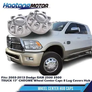 CROSSDESIGN 17" Chrome Wheel Center Hub Caps 8 Lug Covers Fits For 2003-2012 Dodge Ram 2500 3500 Truck 4Pcs