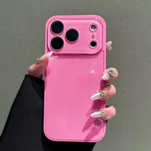 Candy Macaron Series – Skin-Feel Crystal Clear Phone Case for iPhone 17, 16, 15, 14, 13 Pro Max – Soft TPU Bumper + Hard PC Back – Full Lens Coverage – shockproof protective cover Cute, Minimalist, Pink & White vintage phonecase