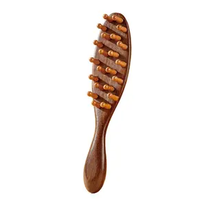 Wood Scalp Massager for Braids & Locs, Oil Distribution Brush for Microlocks Sisterlocks, Anti-Itch Scalp Massage Comb for Protective Hairstyles Women