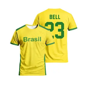Personalized Brazil Soccer Jersey for Men Custom Soccer Shirt with Name Number Logo Tops
