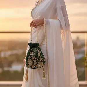 Bottle Green Bridal Potli Bag Elevate your occasion with handcrafte