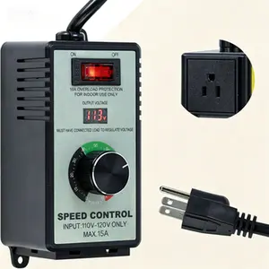 Variable Speed Motor Controller 120V 15A Max, LED Voltage Display & Power Regulator, Ceiling Fan Speed Control, Blower Adjuster, Hydroponics Inline Duct Fan Regulator, Exhaust Fan Speed Controller