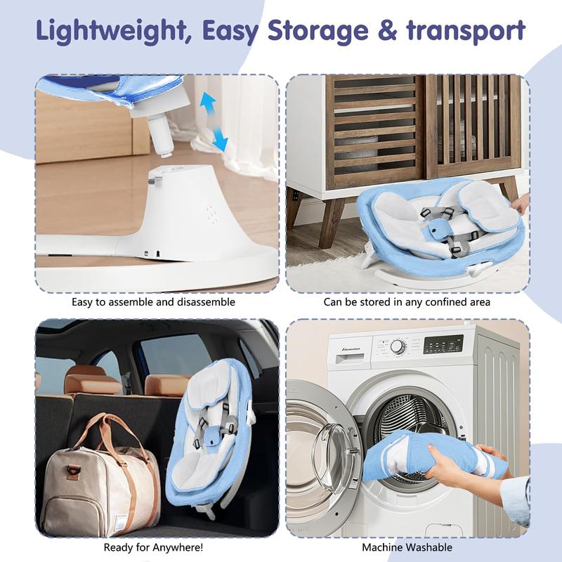 Baby Gift Electric Baby Swing for Infants with 5 Speeds,10 Lullabies,Adjustable Sound Volume,Baby Rocker, Baby Bouncer,Baby Electric Bassinet,Indoor & Outdoor Use,Remote Control,Grey