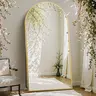 Sweetcrispy Gold Arch Elongated Full Body Freestanding Decorative Rectangle Mirror - Durable Aluminum Alloy Thin Frame, Included Stand, Full Glass, Multipurpose, Hanging Option, for Bedroom Room Decor House Decor