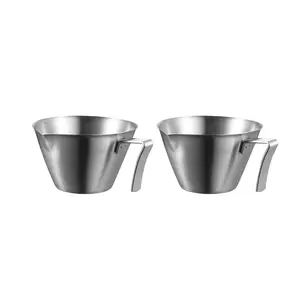 2pcs Stainless Steel Espresso Cups with Measuring Marks, Ideal for Italian Mocha, Drip Coffee, Home Brewing, Coffee Machine Accessories