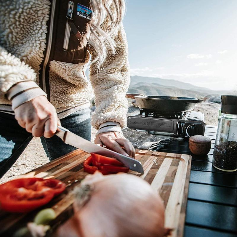 Gas One Portable Butane Camping Stove with Case: Automatic Ignition, Precise Heat Control - Camping & Tailgating and Outdoor Cooking GasOne