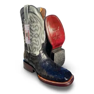 Franko Boots Mens Bulldog Grabado Avestruz Negro