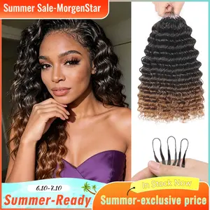 MorgenStar DeepWave  Ombre brown Pre-Separated Crochet Braid Hair Extensions Miracle Knots Human Hair Extensions Pre-Separated 50g/Pack– Knotless Boho Braids Vacation Hair #Summervibe# MorgenStarCrochetNewArrivals
