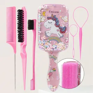 Unicorn Design Hair Styling Tool Set, Cute Cartoon Comb, Brush & Hair Styling Tool, Heatless Styling Tool for Smoothing Hair, Hairdressing Tool