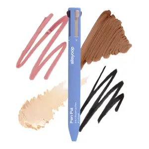 Pen Pal Makeup 4-in-1 Touchup Click Pen - Clean Beauty Vegan Eyeliner, Lip Liner, Brow Pencil, & Highlighter, Portable Travel-Friendly, Easy to Use Cute Gift