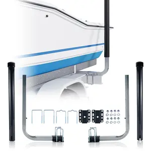 1 Pair Boat Trailer Guide Posts, Adjustable Height 40"/48"/60" – Galvanized Steel L-Shaped Guides for Fishing Boat Sailboat Trailer, White