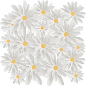 MotiMind 18 Pcs Paper Flowers Decorations for Wall DIY Flower Bulletin Board 3D Fiesta Paper Floral Backdrop Decoration for Photo Backdrop Classroom Back to School Party(White Color)