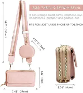 Women's Pastel Crossbody Cell Phone Purse - Hygienic Small Wallet Bag with Adjustable Wide Strap Cellphone