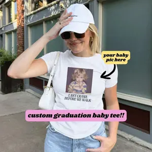 Senior Baby Tee, Custom Graduate Y2K Shirt, Last Crawl Before We Graduate, Graduation 2026, Sorority Grad Personalized Graduation Gift, Crop