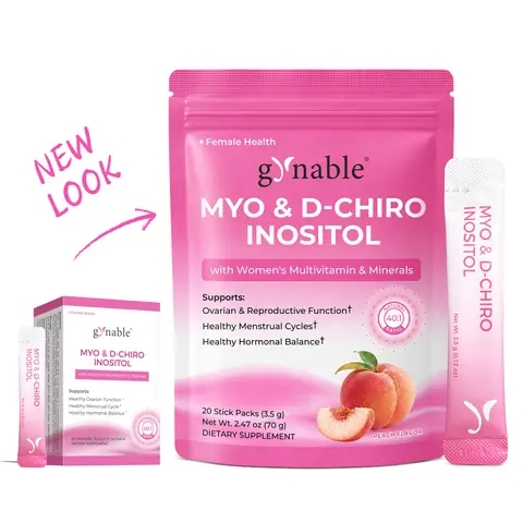Gynable Myo & D-Chiro Inositol Supplement 40:1 Peach Drink Mix for PCOS Relief,Fertility,Metabolism,Ovarian Health,Cycles,Hormonal Support,PMS Acne with Vitamin E B1 B2 B12 Folate Zinc Selenium Healthcare Fitness Women's Supplements #tiktokshopstockup