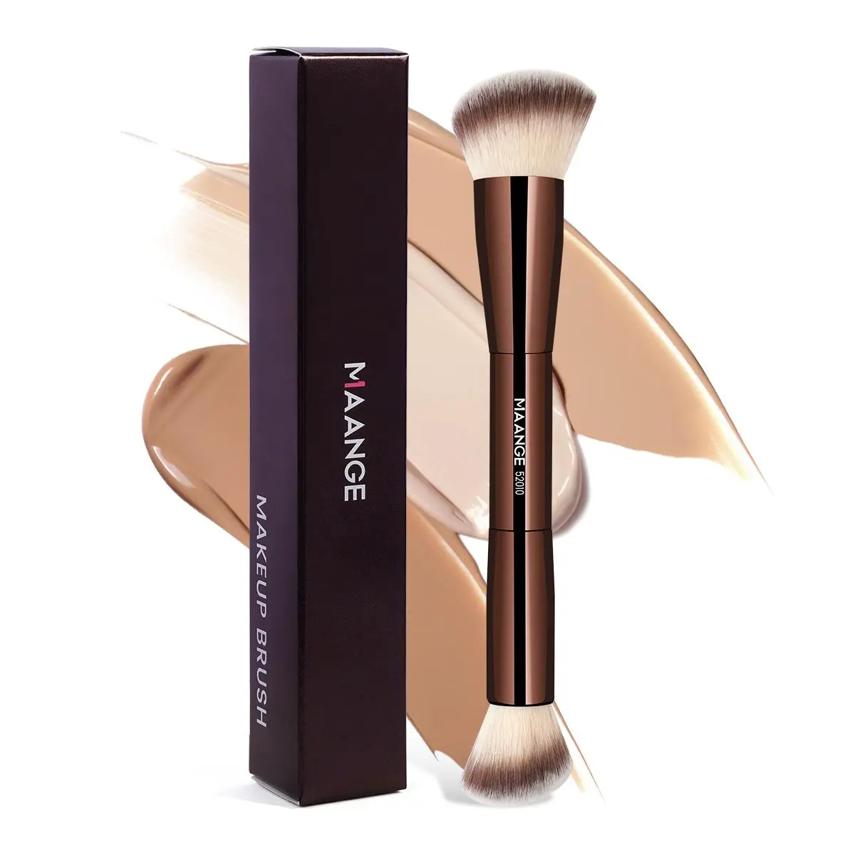 Double-Ended Makeup Brush with Storage Box, 1 Count Soft Dense Fiber Brush for Foundation, Loose Powder and Blush, Portable Professional Makeup Tools, Blending Brush, Cosmetic Brushes, Fluffy Dome Brush, Beauty Travel Brush, Foundation Complexion Brush