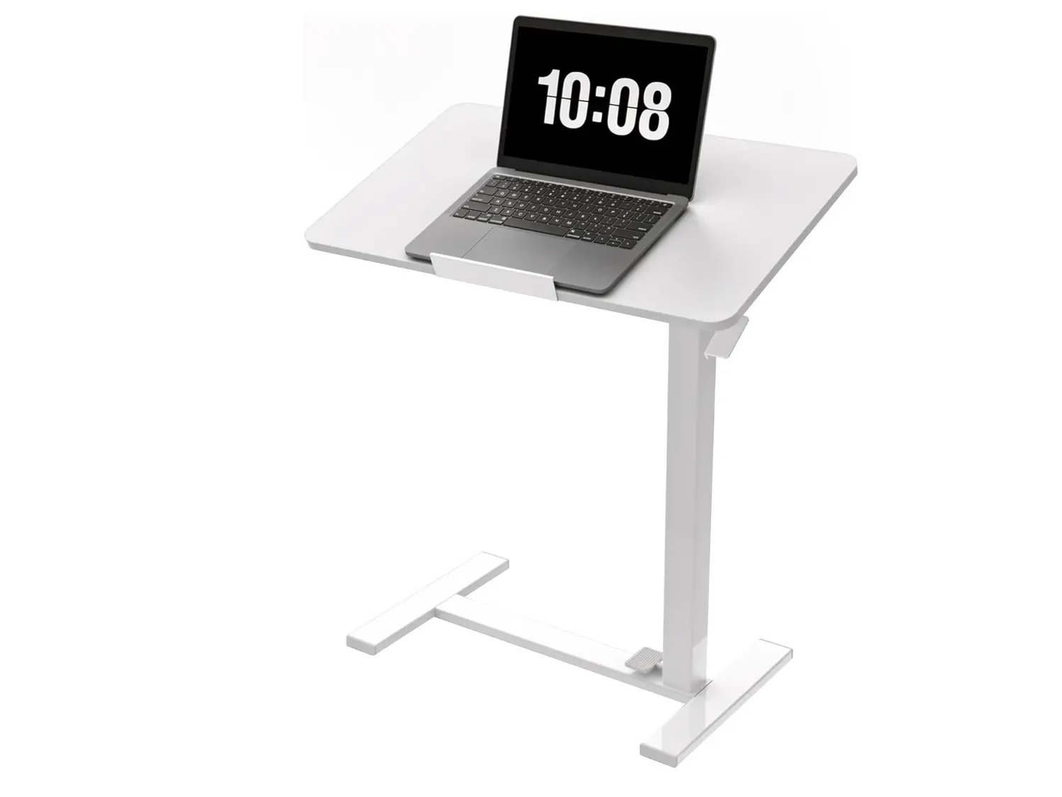 Adjustable Bedside Table with Hidden Wheels – 22" Wide Mobile Side Cart for Couch, Sofa, Bed – Pneumatic Lift Standing Desk, Portable Laptop Table for Small Spaces, Easy Assembly