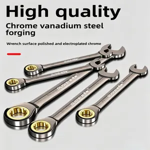 Dual-End Universal Ratchet Wrench with Quick Release Design, Carbon Steel Open-End Wrench, Practical Manual Repair Tool Kit