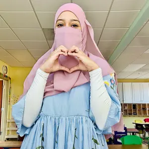 Blush Pink Hijab and Niqab Set with Matching Undercap