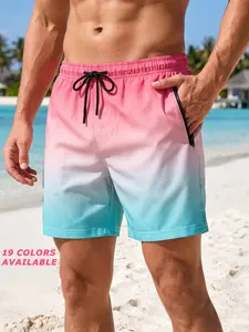 Men's Casual Beach Shorts with Zipper Side Pockets, Summer Vacation Board Shorts with Mesh Liner, Breathable Quick Drying Swim Trunks, Swimsuit Swimwear Beachwear Bathing Suit