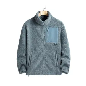 Men's Solid Zip Up Fleece Jacket, Regular Fit Casual Long Sleeve Pocket Outerwear for Fall & Winter, Men's Clothes for Outdoor Activities