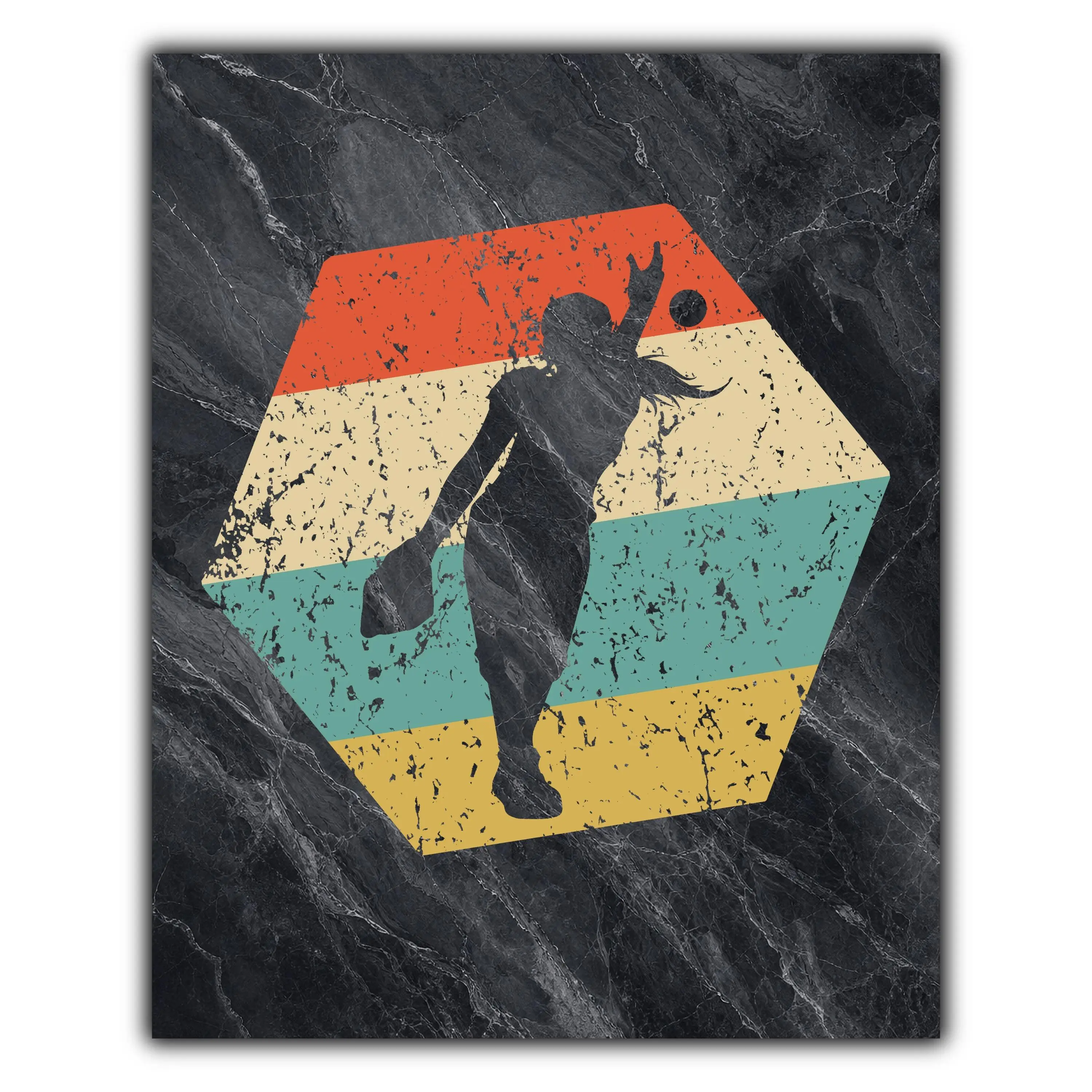 Softball Pitcher Retro Distressed Hexagon Softball Marble Print 8"x10" Wall Art Print