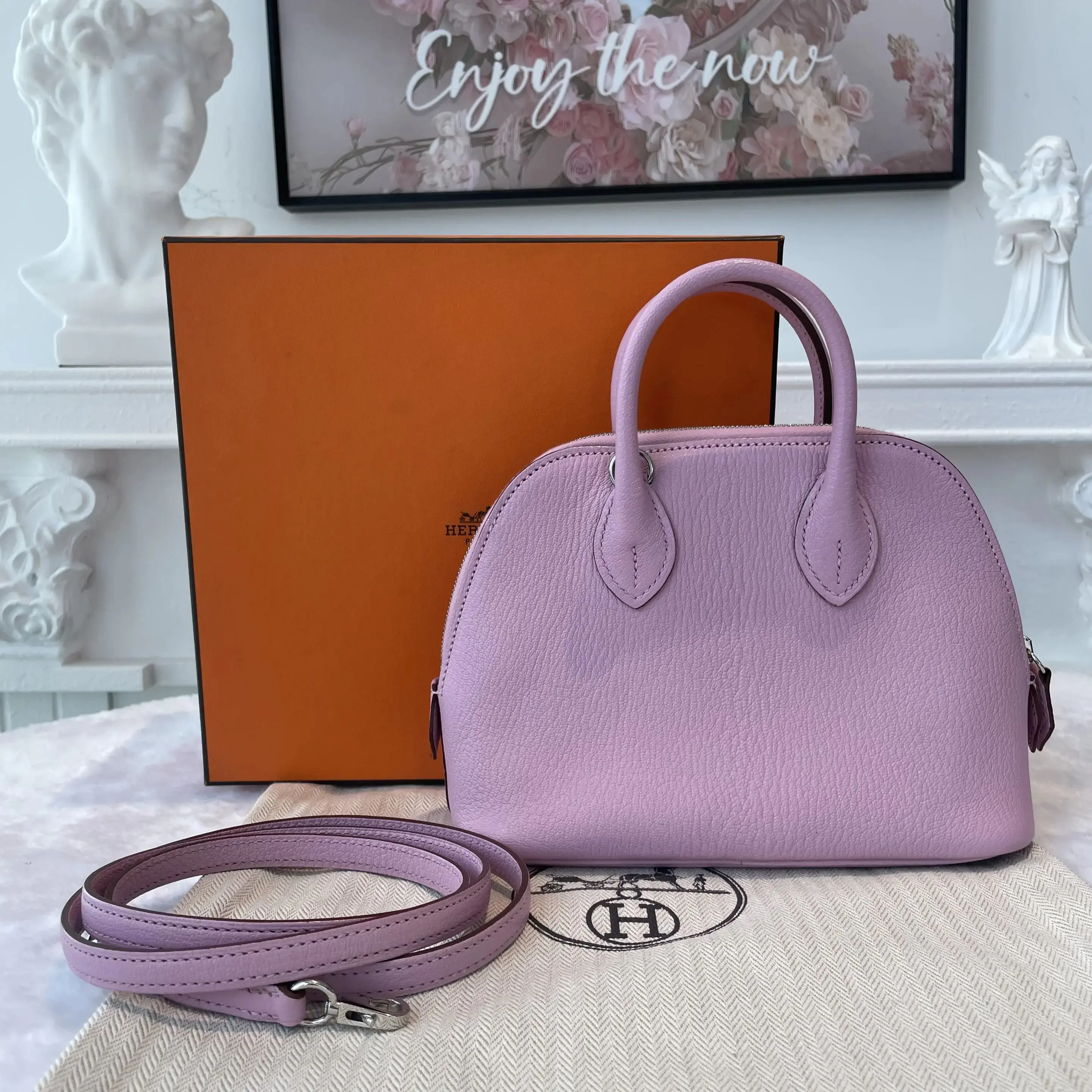 Pre-owned HERMÈS Goatskin Shoulder Bags BJ1101905043 Bolide Mini Pink
