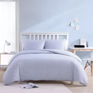2pc Twin Oxford Stripe 100% Cotton Duvet Set Blue/White - Poppy & Fritz