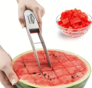 Quick and Safe Watermelon Cutter - Stainless Steel Cube Cutter for Fruit Salad and Melon - Kitchen Gadget and Accessory for Easy Slicing and Cutting