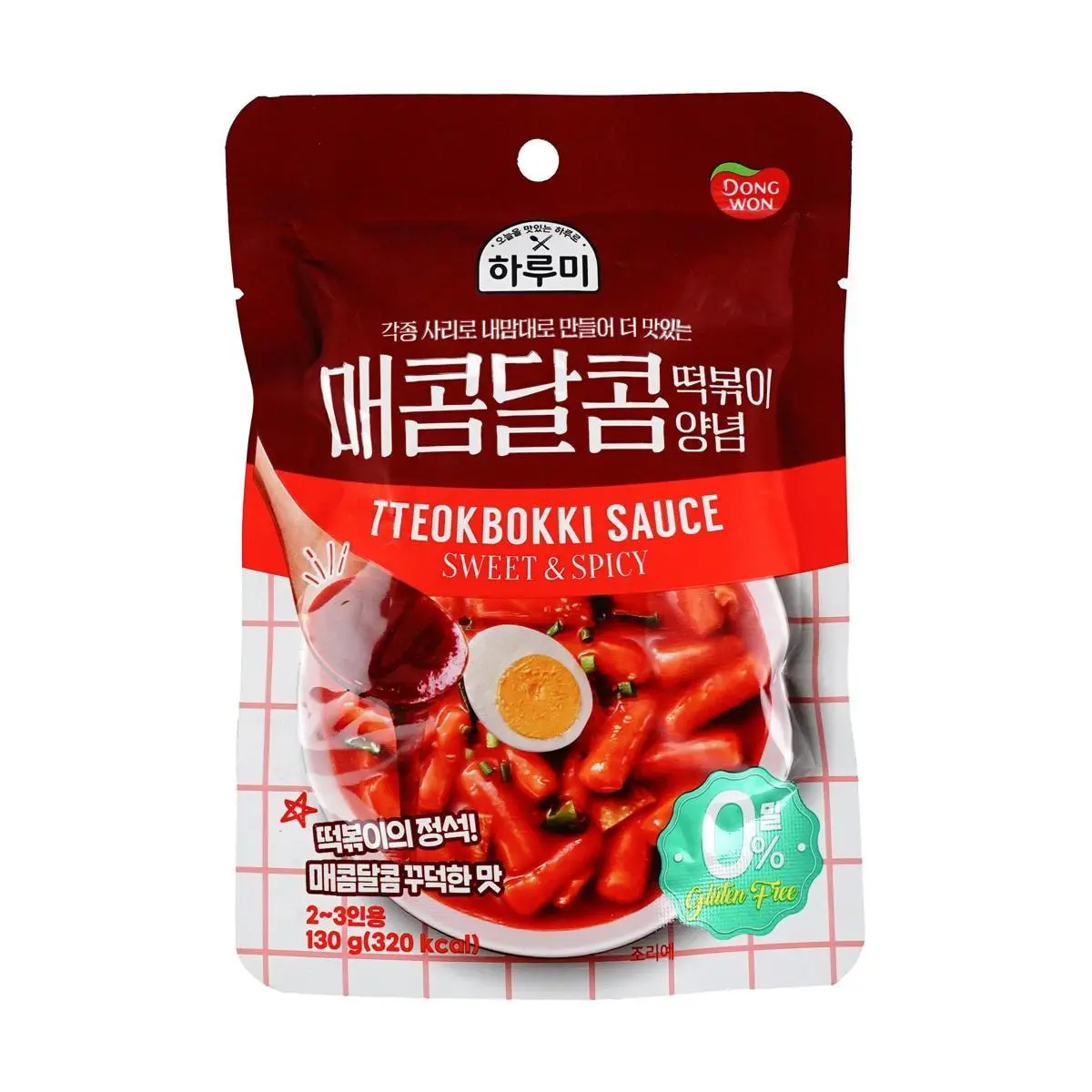 DONGWON Korean Tteokbokki Sauce Sweet Spicy Flavor - Authentic Korean Rice Cake Stir-Fry Seasoning for 2-3 Servings (130g)