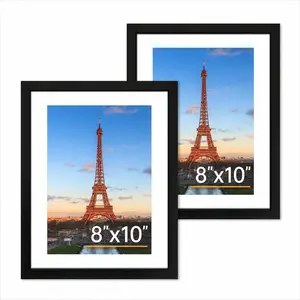 Set of 5 Black 8x10 Picture Frames with Polished Plexiglass – Fits 5x7 Photos with Mat or 8x10 Without Mat – Galleria Collection Wall-Mounted Photo Frames Decor Light