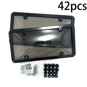 License Plate Frame Set with Screws, Nuts, Washers and Screwdriver, 42-Piece Vehicle License Plate Holder, Universal Car Exterior Accessory, Car Accessories