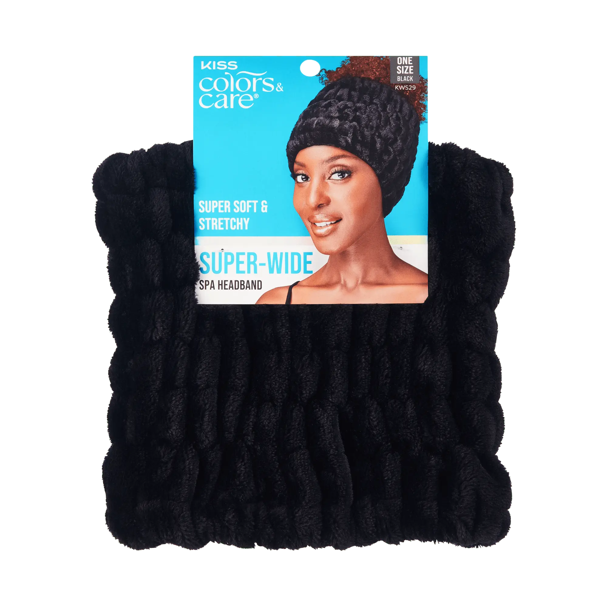 Kiss Colors & Care Super Wide Spa Headband - Black | Workout Headband, Hair Accessories