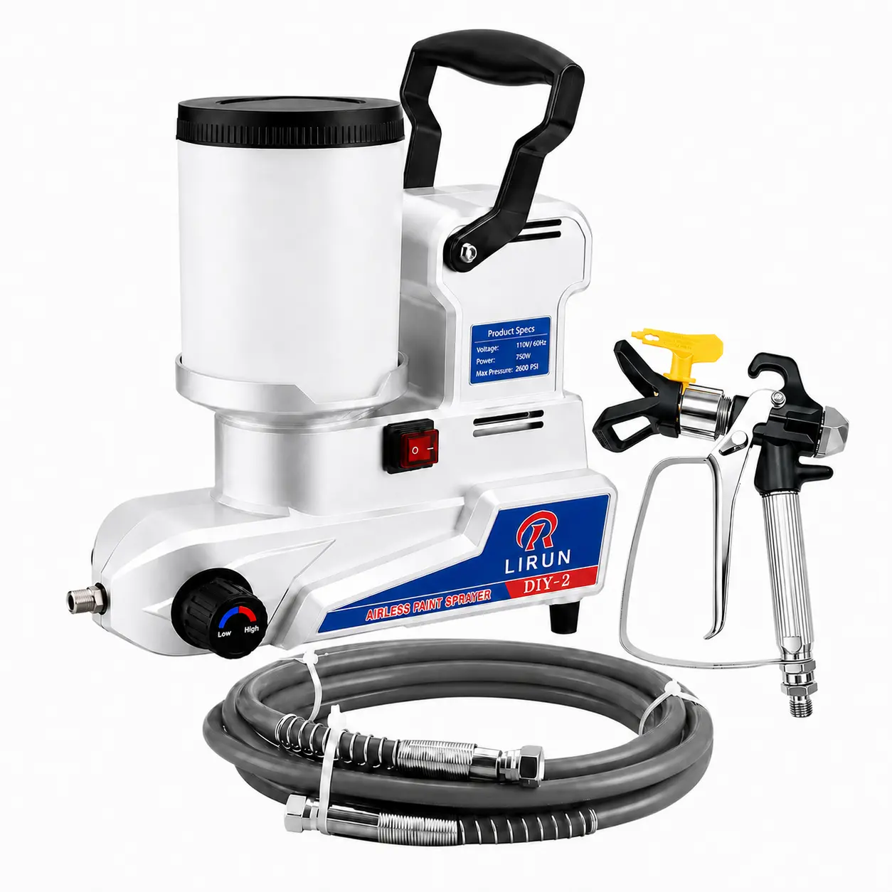 R LIRUN 800W Airless Paint Sprayer, 2500 PSI, 1.2 L/min Flow Rate, 2.5L Hopper, 110V/60Hz, for Walls, Doors, Fences and DIY Painting